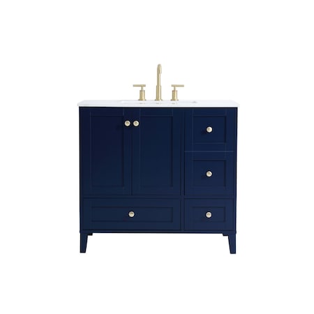 Elegant Decor 36 Inch Single Bathroom Vanity In Blue, 731506 VF18036BL